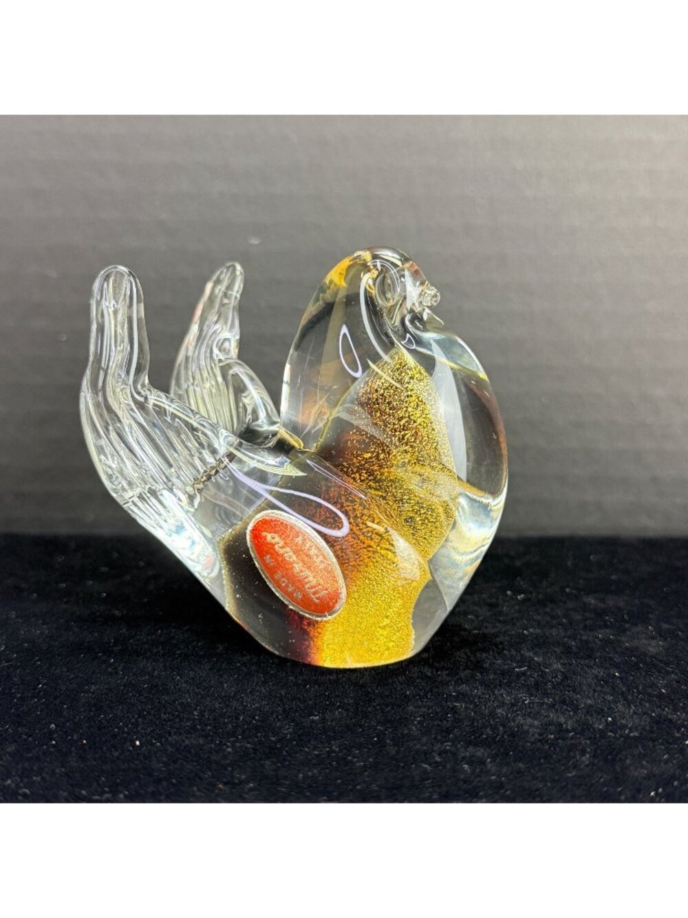 Vintage Murano Art Glass Aventurine Bird Figurine Paperweight